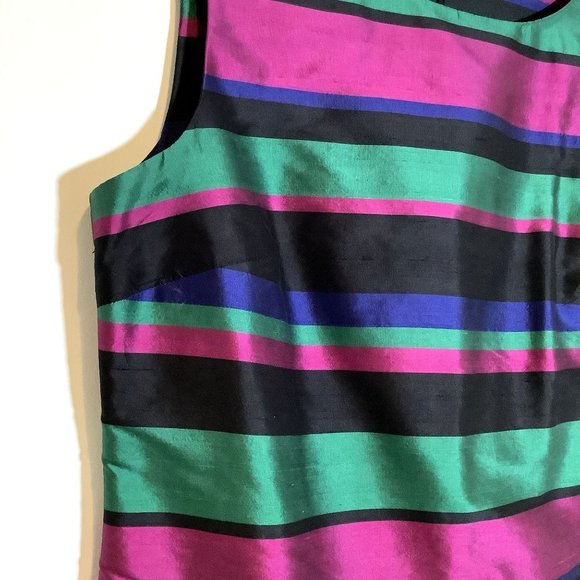 Talbots Green Purple Silk Tank Size 14 - Picture 4 of 6
